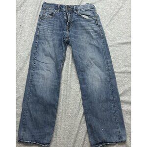 Silver Gordie Jeans Men's Size 31x32 Wide Leg Embroidered Outdoor Denim Blue